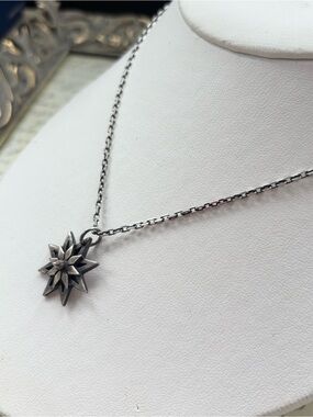 Missy Industry Sterling Silver Starburst Spike Pendant Necklace - Oxidized 18”